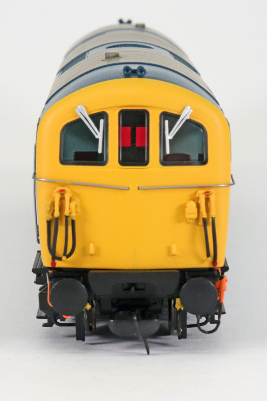 Cab front with a double red bnak headcode blind. Note the "wonky" cab front handrails, which will need gently correcting.