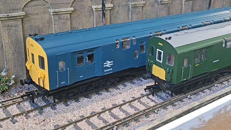 Blue and green with small yellow warning panel DMBS pictured on the webmaster's layout Porthampton